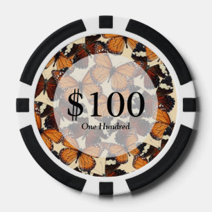 Braunschmetterlingsmuster Pokerchips