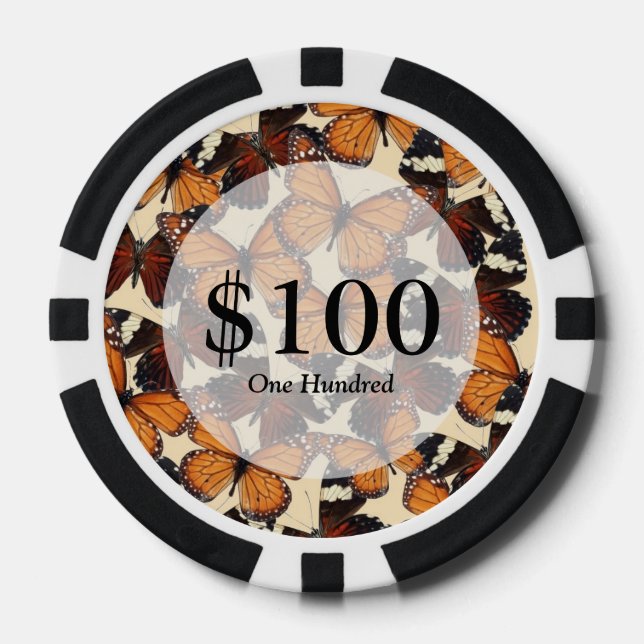 Braunschmetterlingsmuster Pokerchips (Vorderseite)