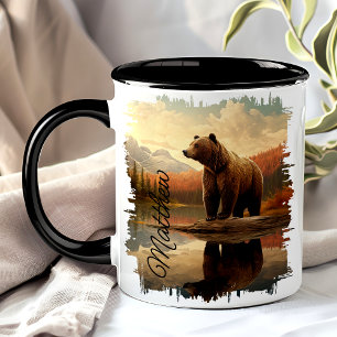 Braunspiegelung des Grizzlybären am See Tasse