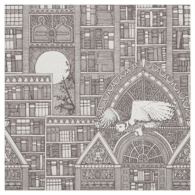 Braunstoffe der Mitternachtsbibliothek Stoff (Muster)