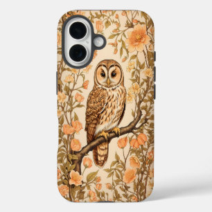 Braunuhu-Fuchsblüten inspiriert von William Morris iPhone 16 Hülle