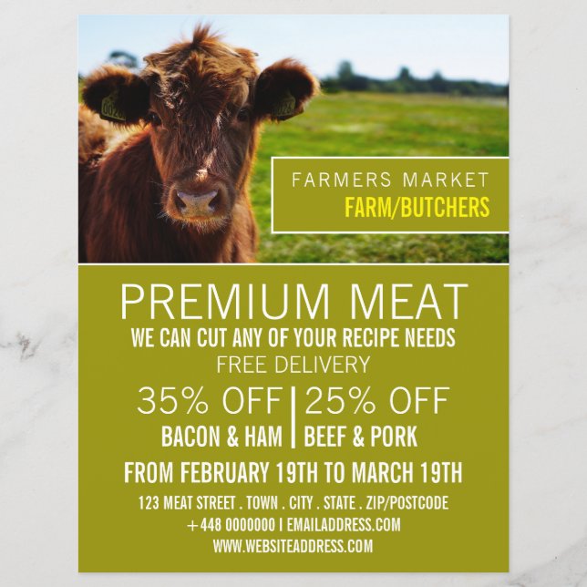 Braunvieh, Bauer und Butcher Werbe-Flyer Flyer (Vorne)