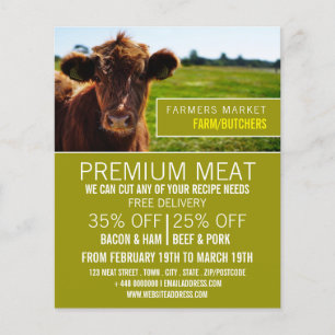 Braunvieh, Bauer und Butcher Werbe-Flyer Flyer