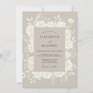 Braunviolette Ätherische Blumige Hochzeit Einladung