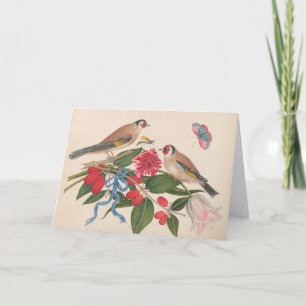 Braunvögel mit Blume und Schmetterling Feiertagskarte