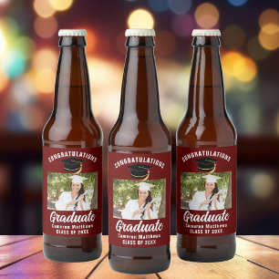 Braunweiße Abschlussfoto 2026 Abschlussfeier Bierflaschenetikett