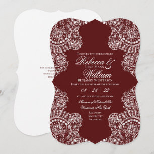 Braunweiße Spitze Elegante Vintage-Hochzeit Einladung