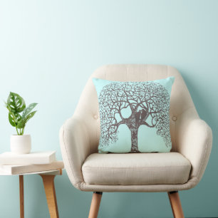 Braunwirbel-Baum-Liebesvogel - Hintergrundfarbe wä Kissen