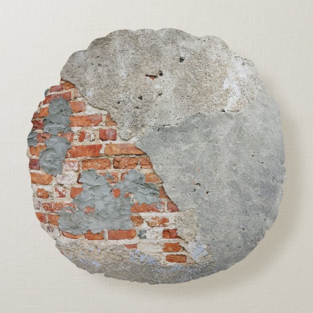 Braunziegelmauer Rundes Kissen (Vorderseite)