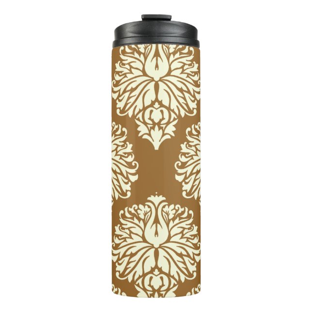 Braunzucker Südliche Hütte Damask Thermosbecher (Vorderseite)