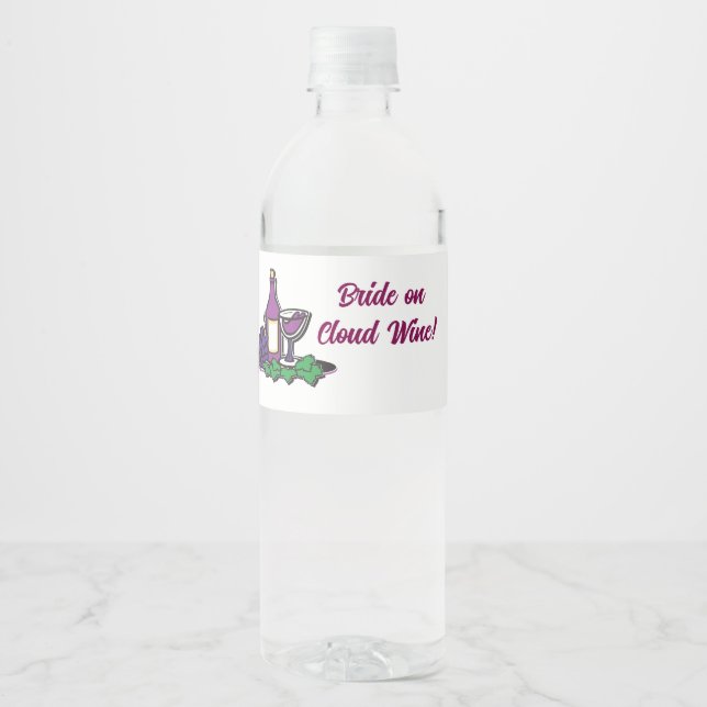 Braut auf Cloud Wine! Wasserflaschenetikett (Vorderseite)
