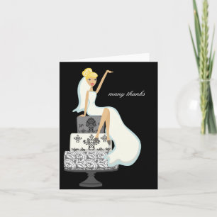 Braut auf einer Hochzeitstorte Dankeskarten Dankeskarte
