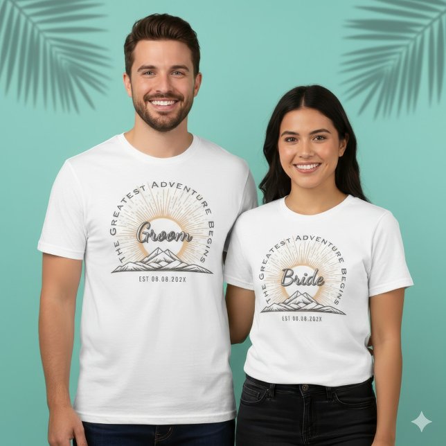 Braut Berg Sonne Abenteuer Beginnt Mittwoch  Tri-Blend Shirt (Bride The Greatest Adventure Begins Vintage Mountain Wedding T-Shirt)