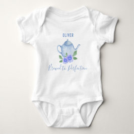 Braut bis Perfection Blue Watercolor Teapot Boy's Baby Strampler