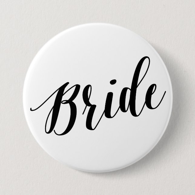 Braut Black Script Knopf Button (Vorderseite)