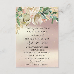 Braut Blumen zum Geburtstag Gold Mint Rose Wasserf Einladung