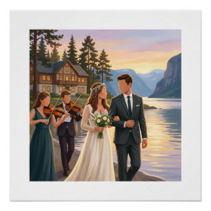 Braut & Bräutigam am Fjord Poster
