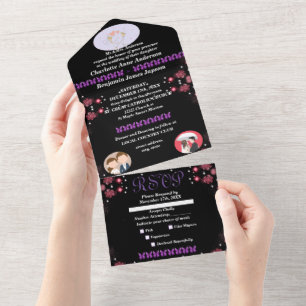 Braut & Bräutigam Fotos Text Individuelle Hochzeit All In One Einladung