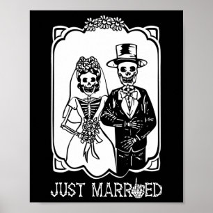 Braut Bräutigam Gerade verheiratet Skelett Hallowe Poster