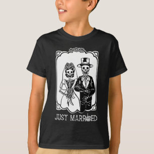 Braut Bräutigam Gerade verheiratet Skelett Hallowe T-Shirt