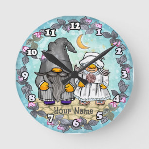 Braut & Bräutigam Gnom Runde Wanduhr