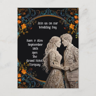 Braut & Bräutigam Hochzeit Personalisiert  Postkarte