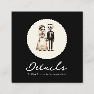 Braut + Bräutigam Hochzeitsdetails Skelett Cartoon Quadratische Visitenkarte