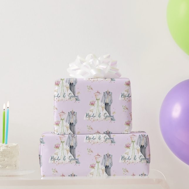 Braut & Bräutigam Hochzeitskleid  Geschenkpapier (Partygeschenke)