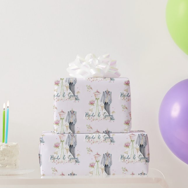 Braut & Bräutigam Hochzeitskleid  Geschenkpapier (Partygeschenke)