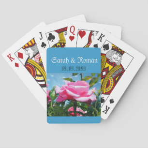Braut & Bräutigam hübsche rosa Rosenblüten Hochzei Spielkarten
