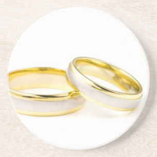 Braut Bräutigam Liebe Hochzeitsringe Duschparty Sandstein Untersetzer