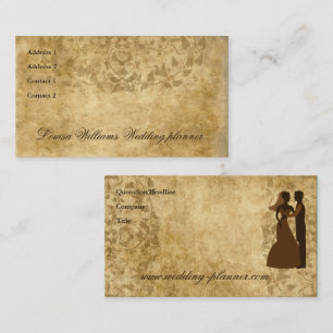 Braut Bräutigam Pergament Hochzeitsplaner Vintage Visitenkarte