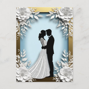 Braut Bräutigam Romantische Hochzeit Weiße Papierb Postkarte