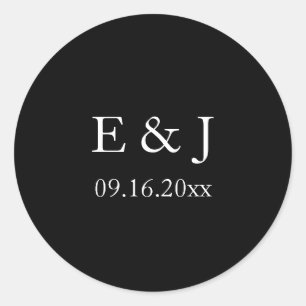 Braut Bräutigam Schwarze Hochzeit Monogramm Minima Runder Aufkleber