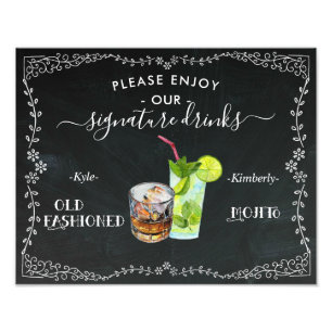Braut & Bräutigam Signature Drink Tafelkreide Schi Fotodruck