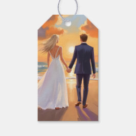 Braut & Bräutigam Strandhochzeit Aquarell Geschenkanhänger