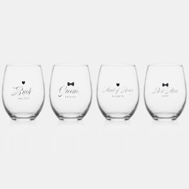 Braut, Bräutigam, Trauzeuge, Trauzeugin Eleganter Weinglas Ohne Stiel