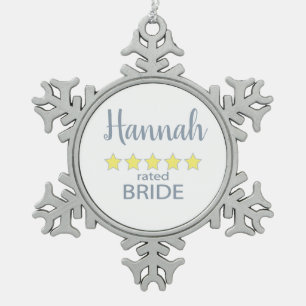 Braut & Brautparty 5 Sterne Braut Schneeflocken Zinn-Ornament