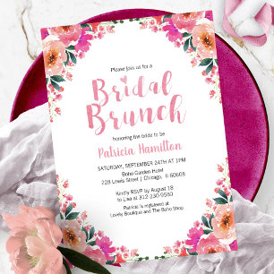 Braut-Brunch-Einladungen Hot Pink Floral Einladung