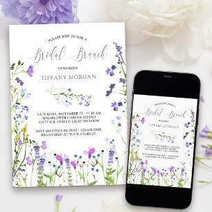 Braut-Brunch Lila Wildblumen Zarte Blumen Einladung