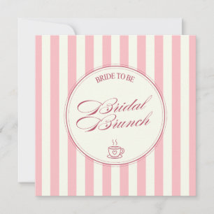 Braut-Brunch Rosa Streifen Vintage-Café-Hochzeit Einladung