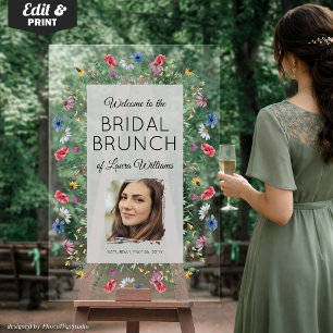 Braut-Brunch-Schild mit Blumen, Willkommensschild Acrylschild