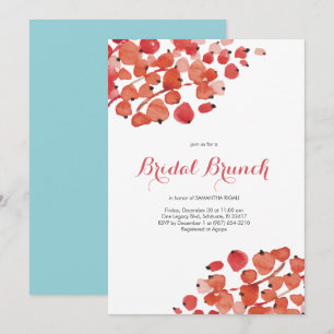 Braut-Brunch-Wasserfarbe Rote Beeren-Festparty Einladung
