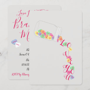 Braut Candy Hearts Ich liebe dich Feierparty Einladung