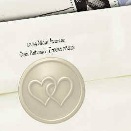 Braut Champagner Zwei Herzen Verschlungen Hochzeit Runder Aufkleber