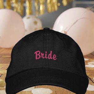 Braut Chic Hot Pink Schwarze Junggesellinnen-Absch Bestickte Baseballkappe
