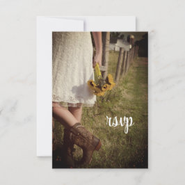 Braut, Cowboy Stiefel, Sonnenblumen Ranch Wedding  RSVP Karte