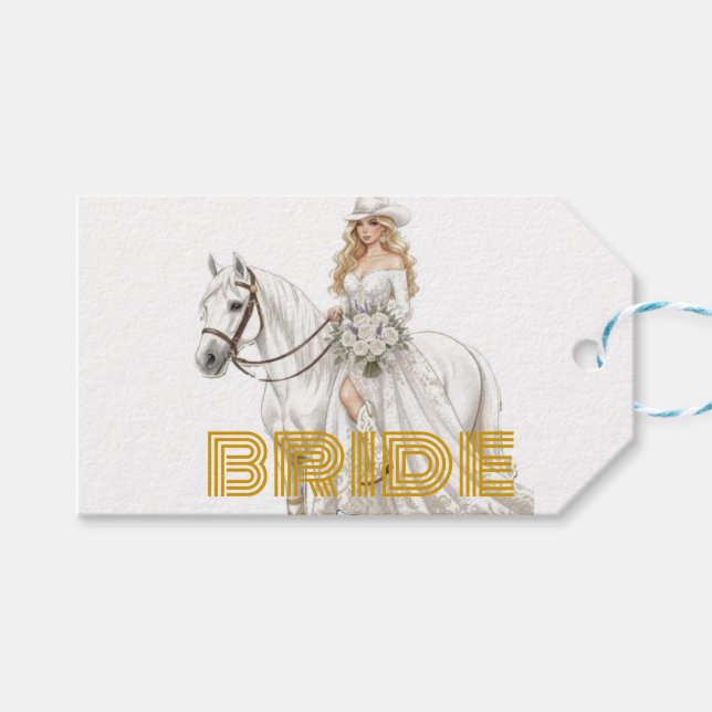 Braut Cowgirl Geschenkanhänger (Vorderseite (Horizontal))
