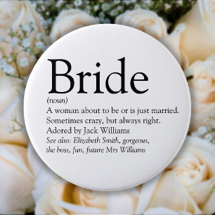 Braut Definition, Brautparty, Hochzeit Button