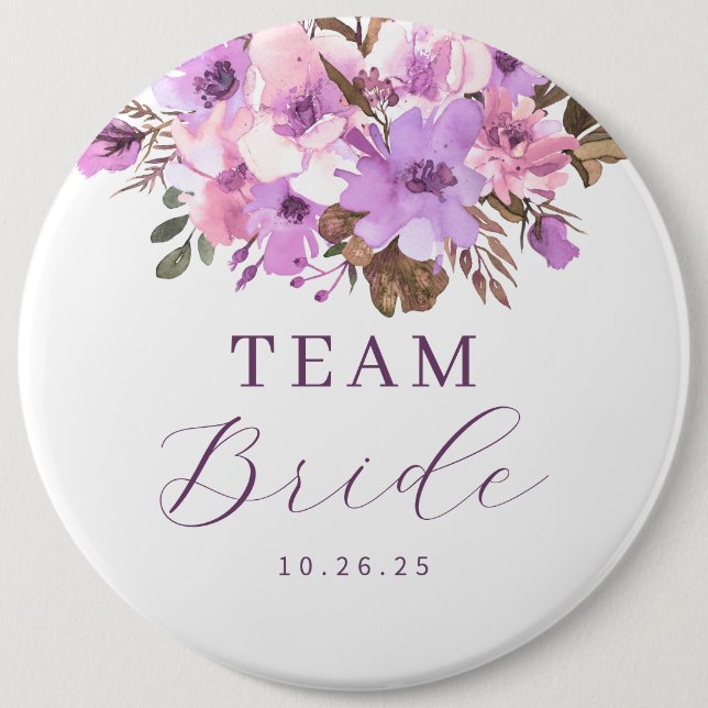 Braut des Blumen-Teams Button (Vorderseite)